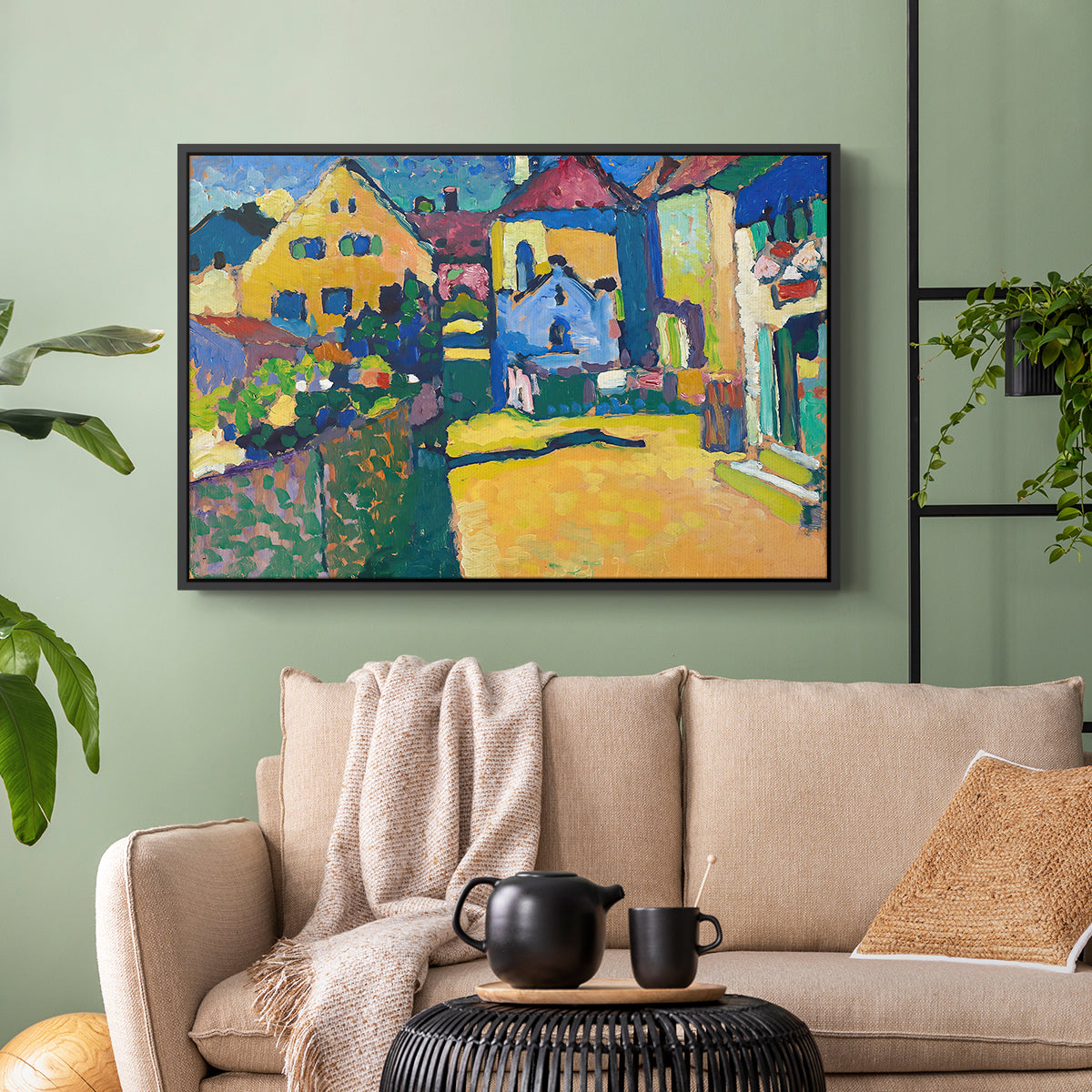 Green Lane in Murnau, 1909 - Floater Framed Canvas Print