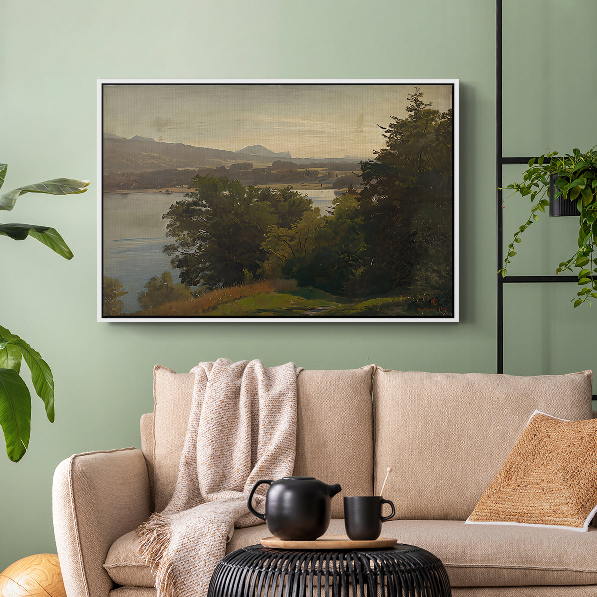 View of the Mondsee, 1870 - Floater Framed Canvas Print