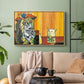 Woman Yelling at a Cat Meme (Picasso Parody) - Floater Framed Canvas Print