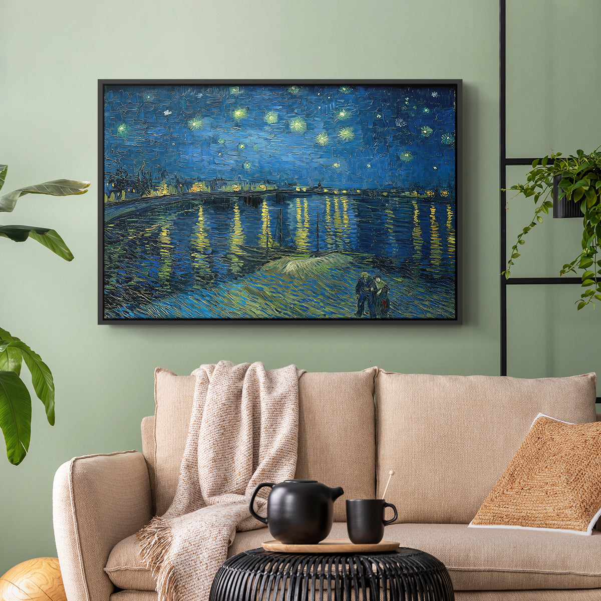 Starry Night Over the Rhône, 1888 - Floater Framed Canvas Print