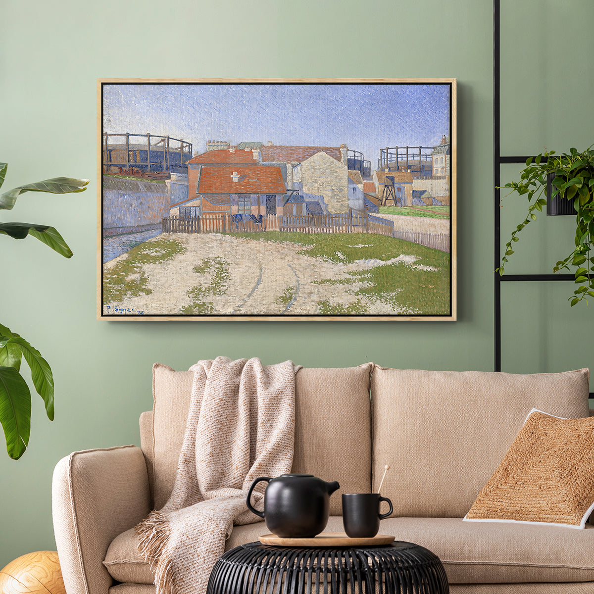 Gasometers at Clichy, 1886 - Floater Framed Canvas Print