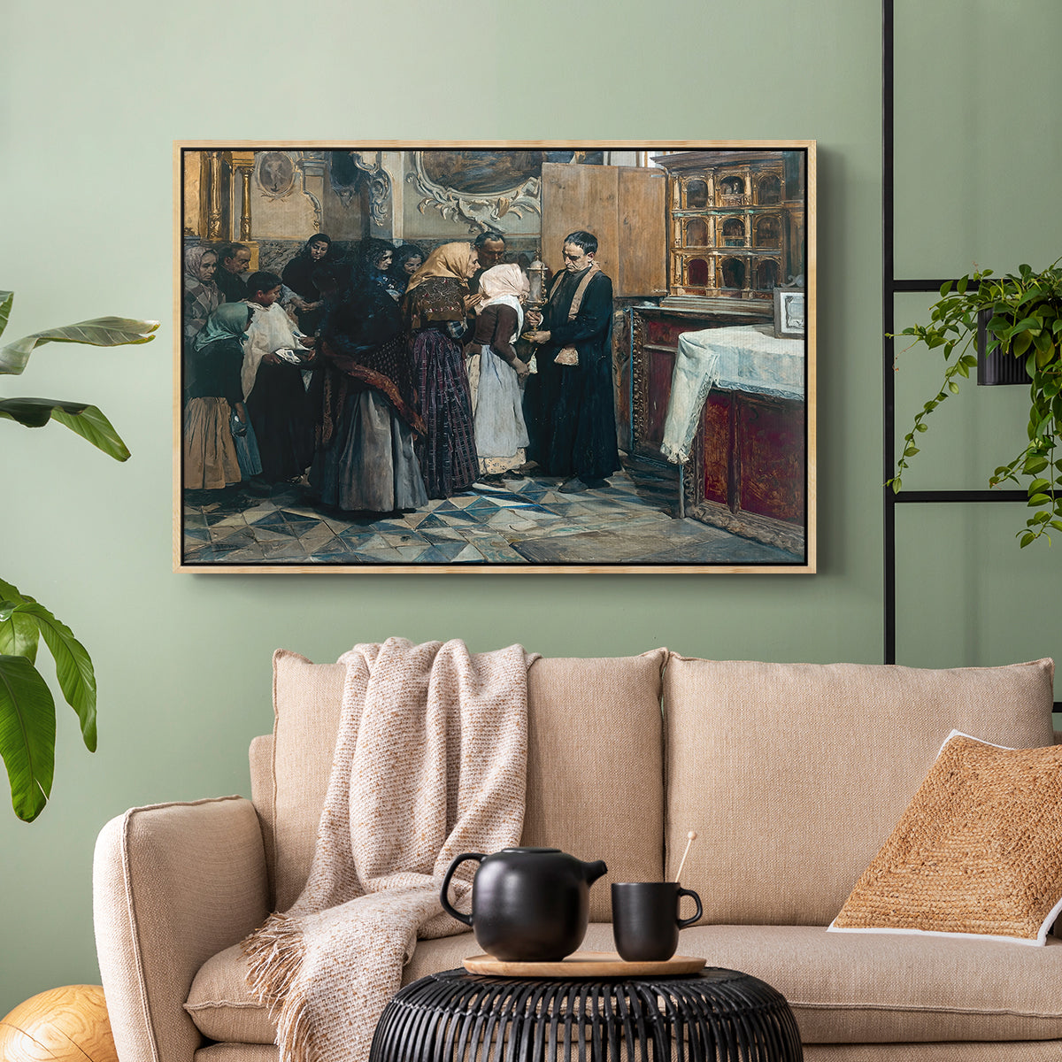 Kissing the Relic, 1893 - Floater Framed Canvas Print