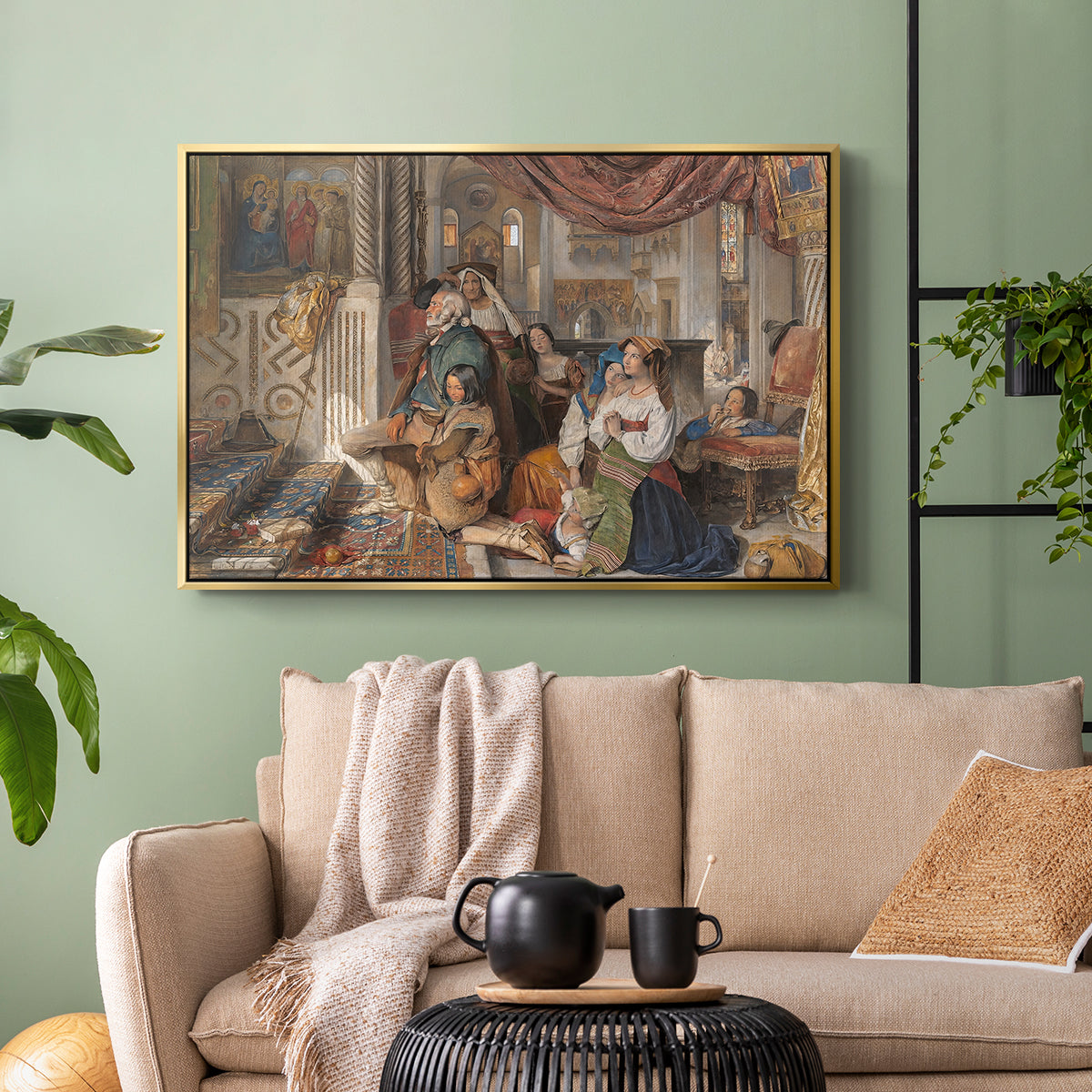 Roman Pilgrims, 1854 - Floater Framed Canvas Print