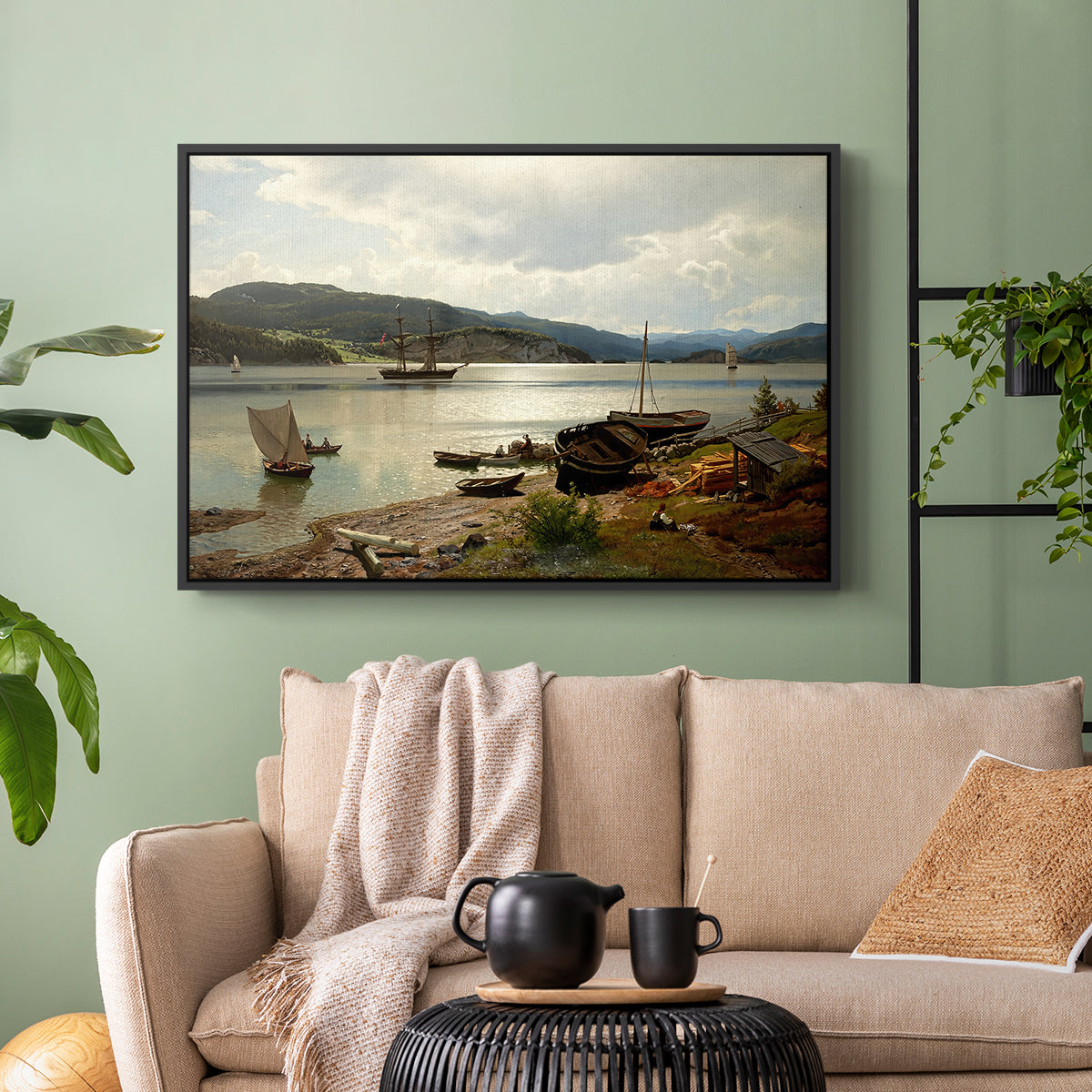 By the Water, 1876 - Floater Framed Canvas Print