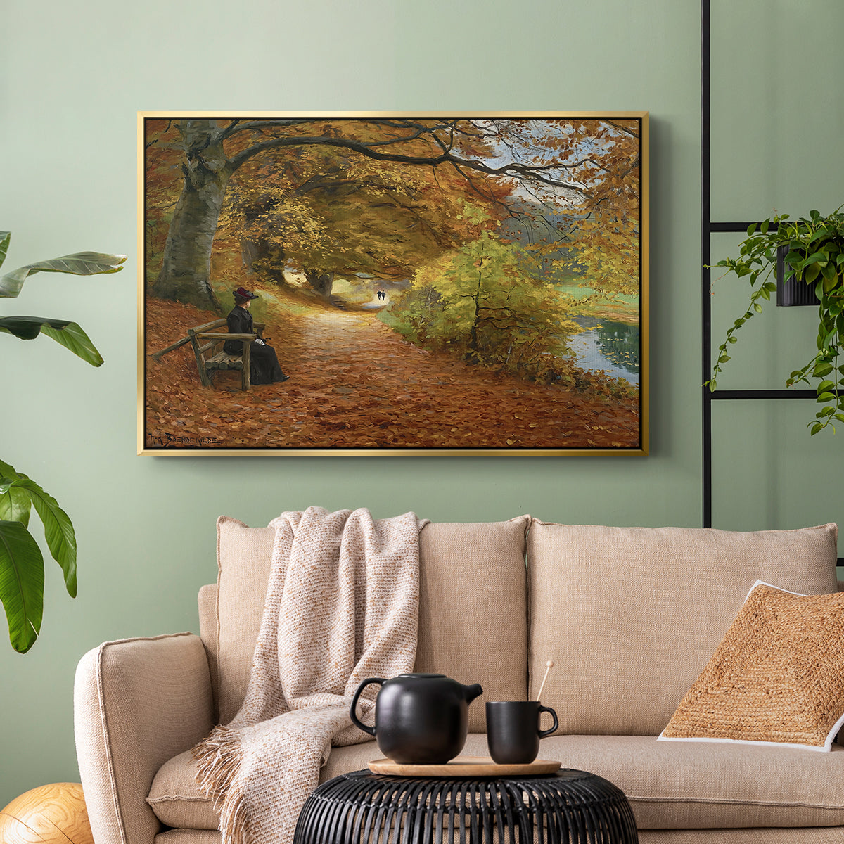 A Wooded Path in Autumn, 1902 - Floater Framed Canvas Print