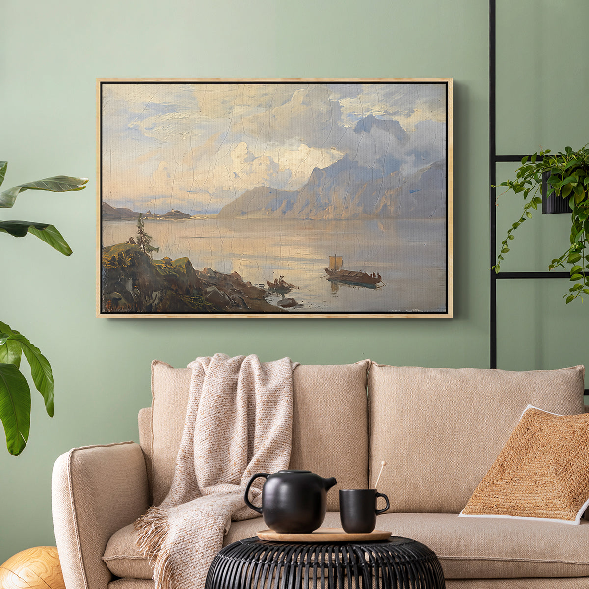 Traunsee, 1871 - Floater Framed Canvas Print