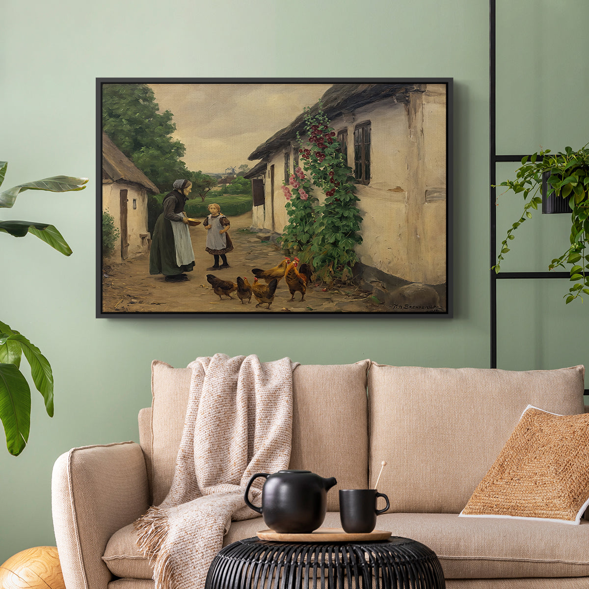 Visit to Grandmother, 1914 - Floater Framed Canvas Print