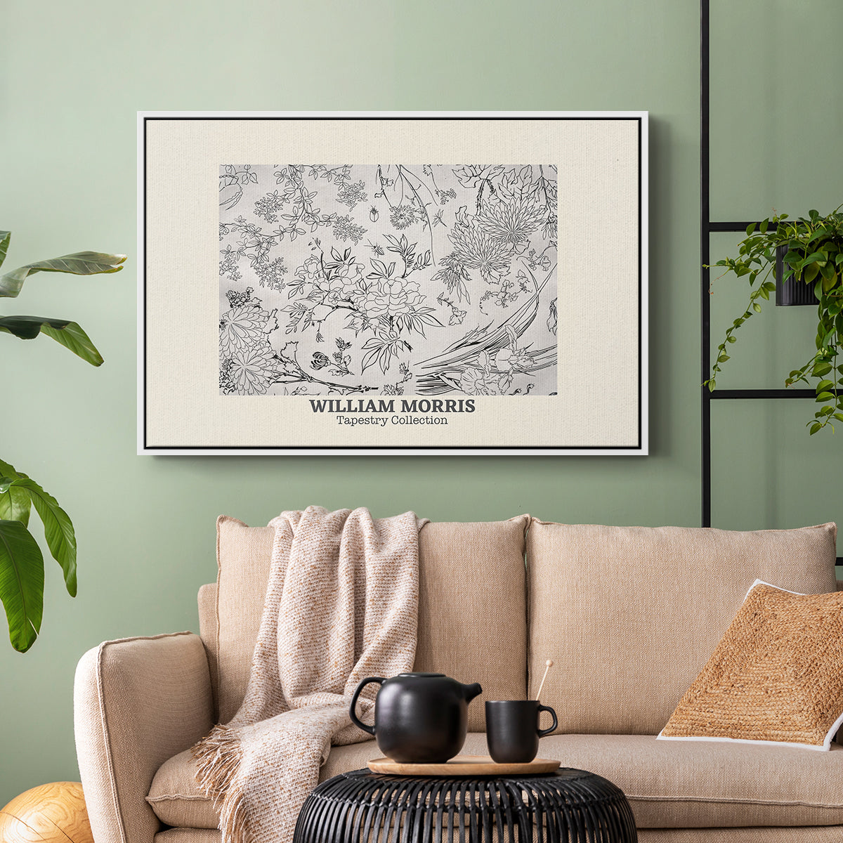 Fleurs, 1866 (Morris Inspired) - Floater Framed Canvas Print