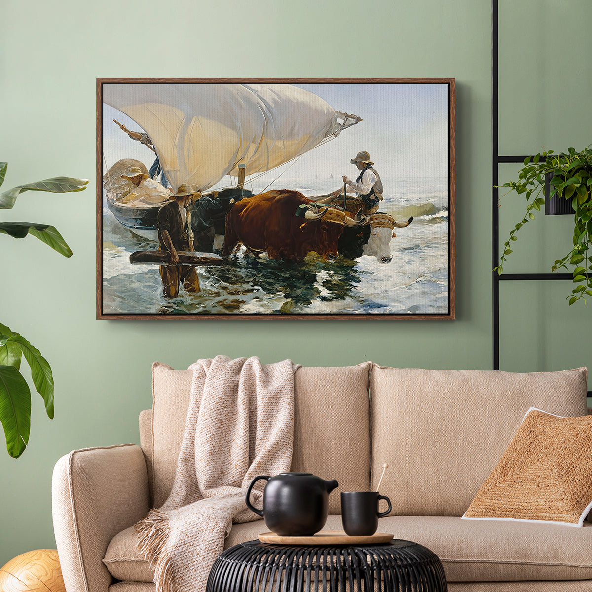 The Return from Fishing: Hauling the Boat, 1894 - Floater Framed Canvas Print