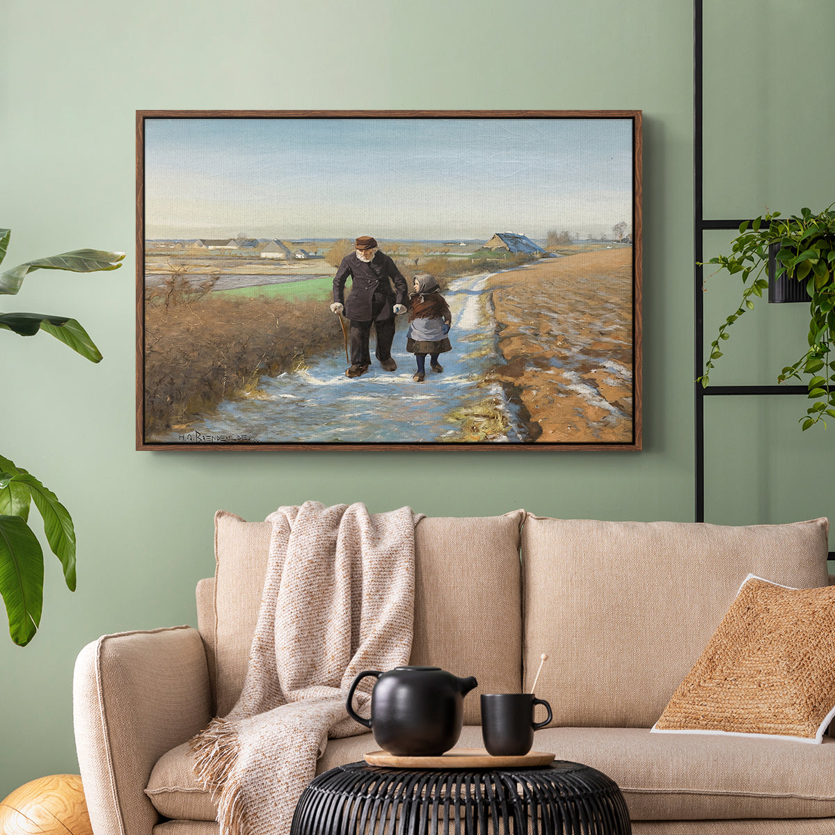 The Old Man and the Child, 1888 - Floater Framed Canvas Print