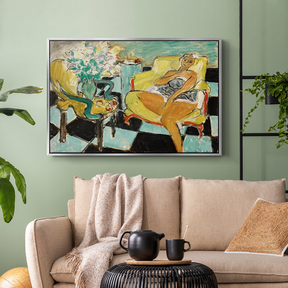 Seated Woman with Flower, 1942 - Floater Framed Canvas Print