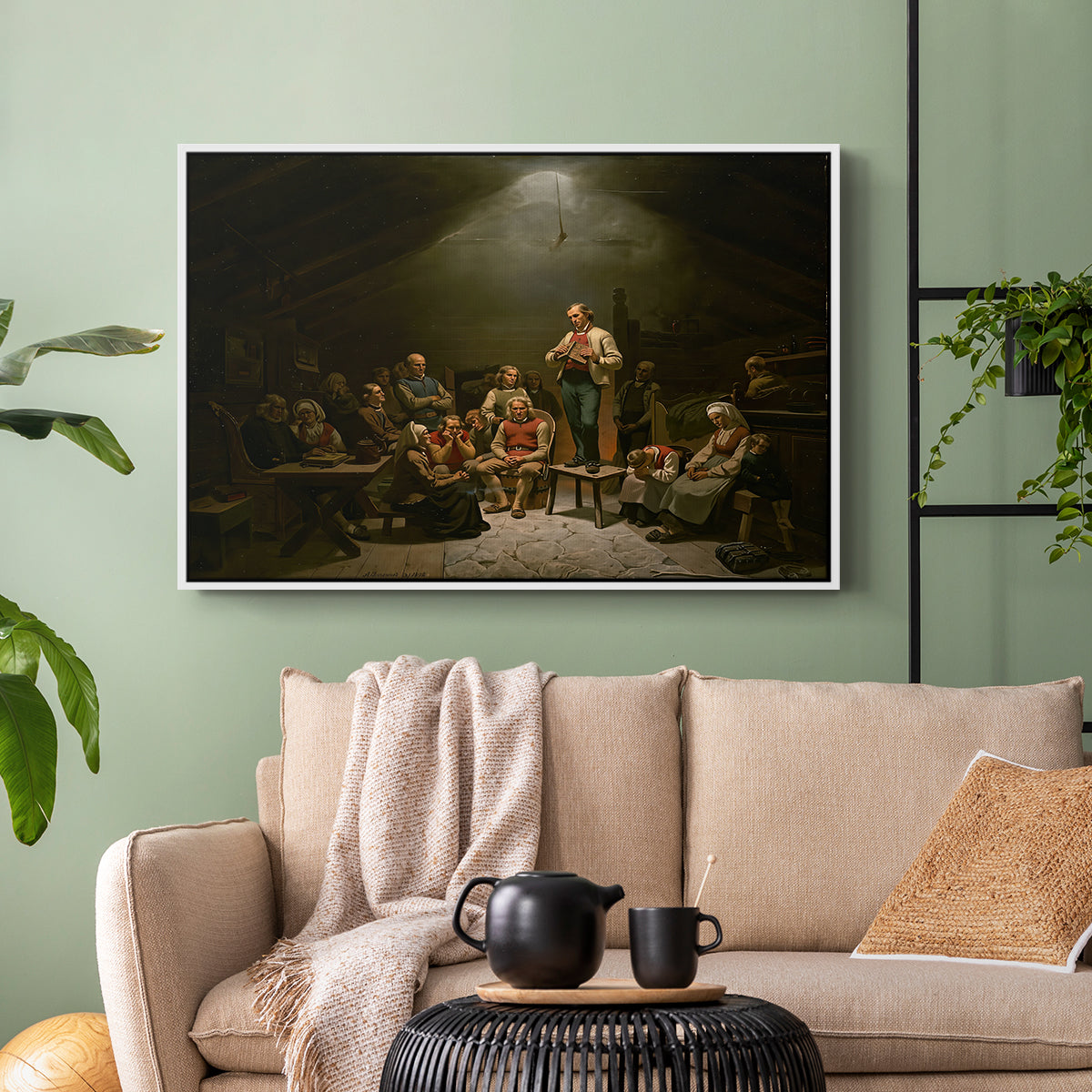 Low Church Devotion (Haugianerne), 1848 - Floater Framed Canvas Print
