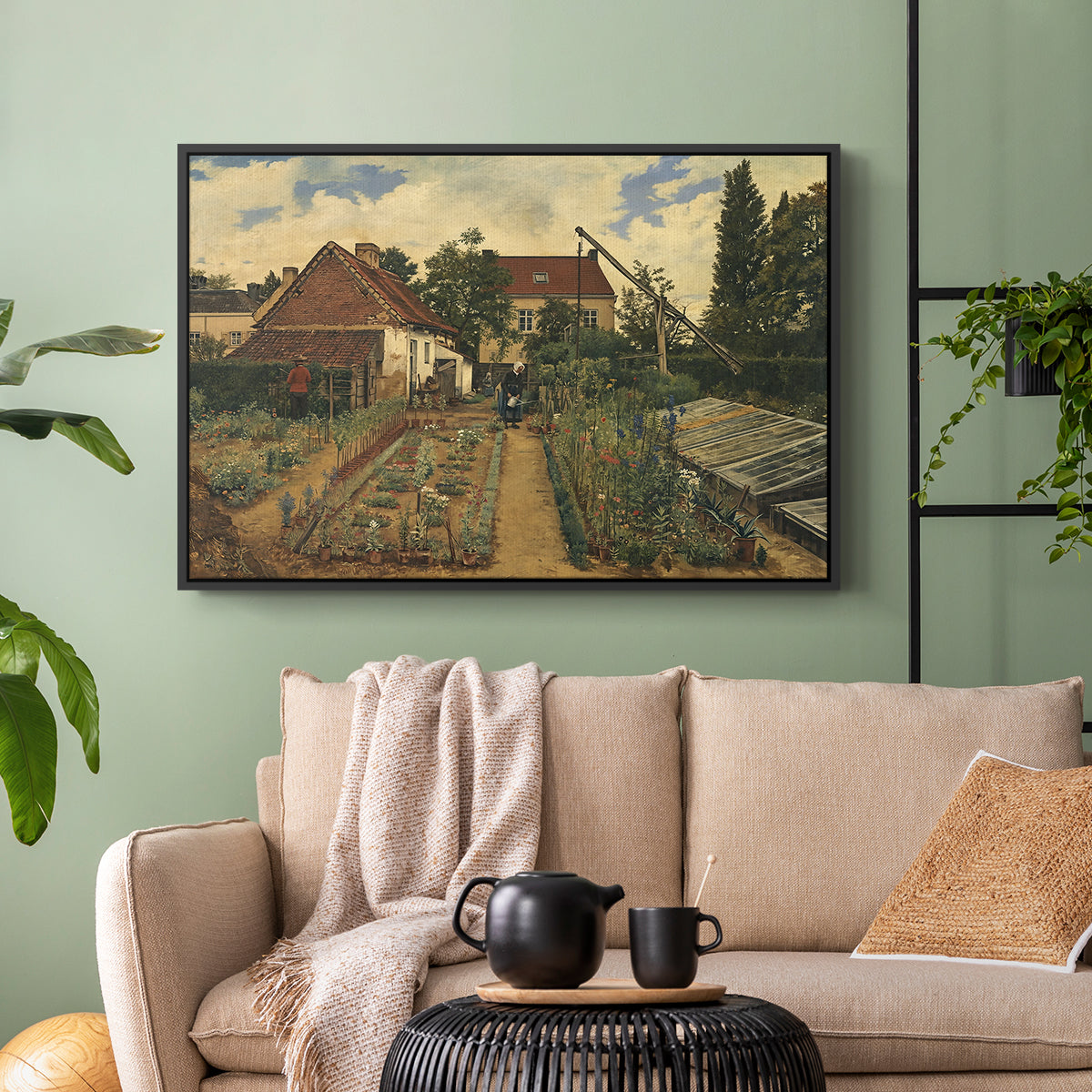Garden of a Florist (The Flower Garden), 1864 - Floater Framed Canvas Print