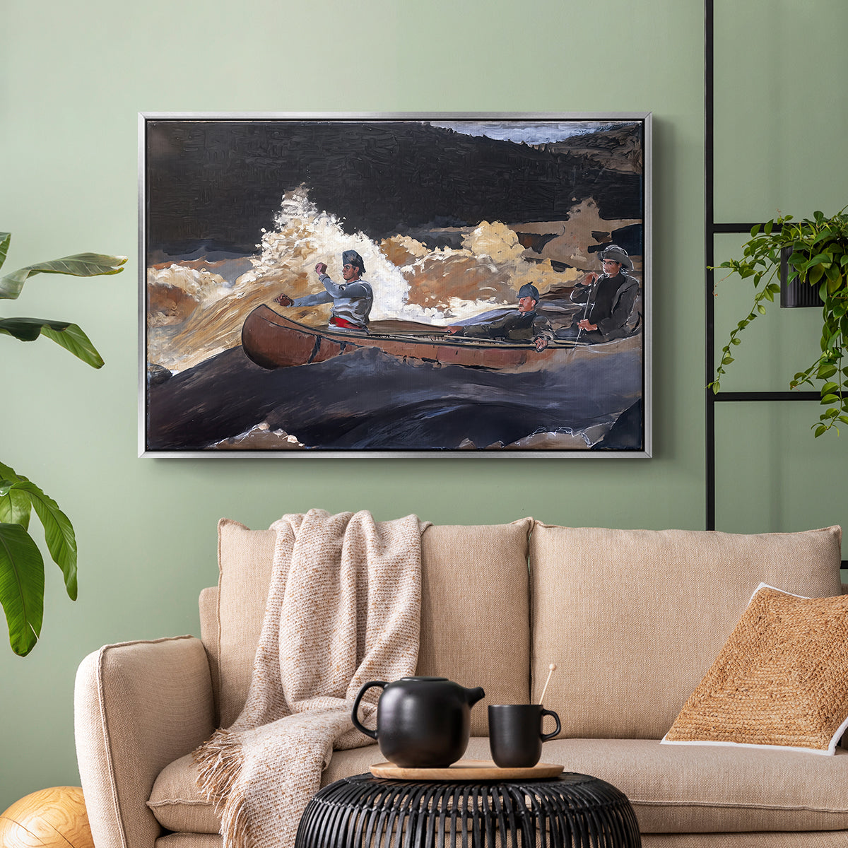 Shooting the Rapids, Saguenay River, 1905-1910 - Floater Framed Canvas Print