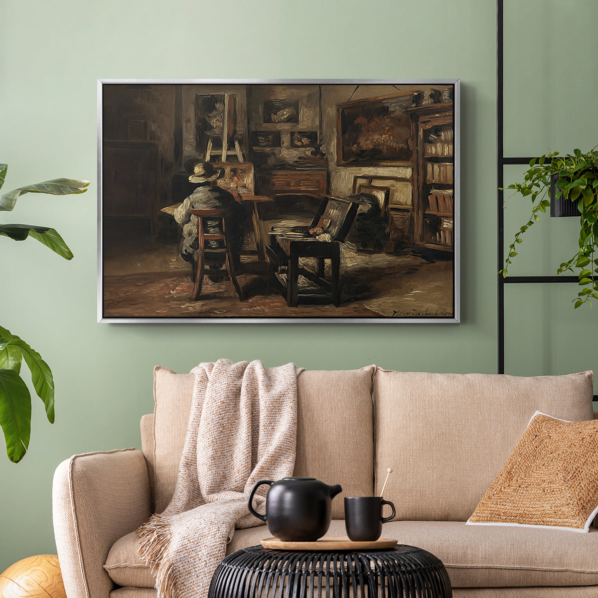 The Studio of Ferdinand De Braekeleer I, Father of the Painter, c. 1873-1885 - Floater Framed Canvas Print
