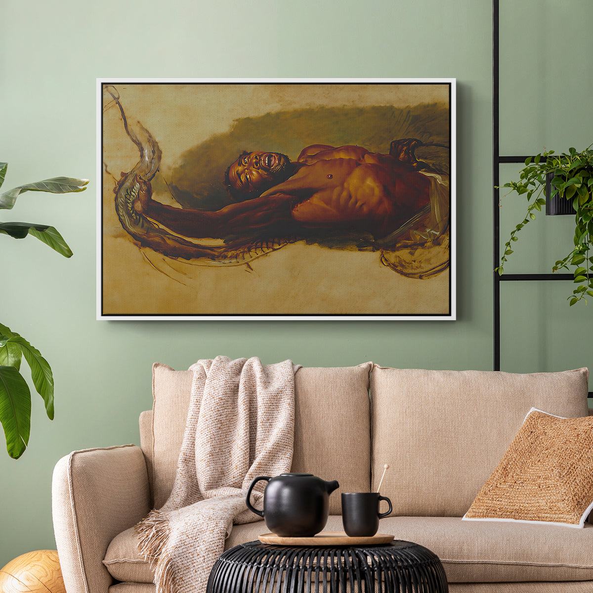 Man Struggling with a Boa Constrictor, c. 1803 - Floater Framed Canvas Print
