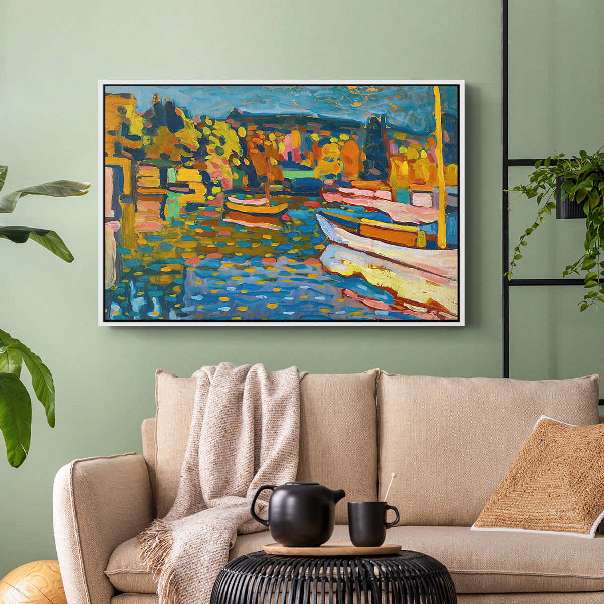 Study for Autumn Landscape with Boats, 1908 - Floater Framed Canvas Print