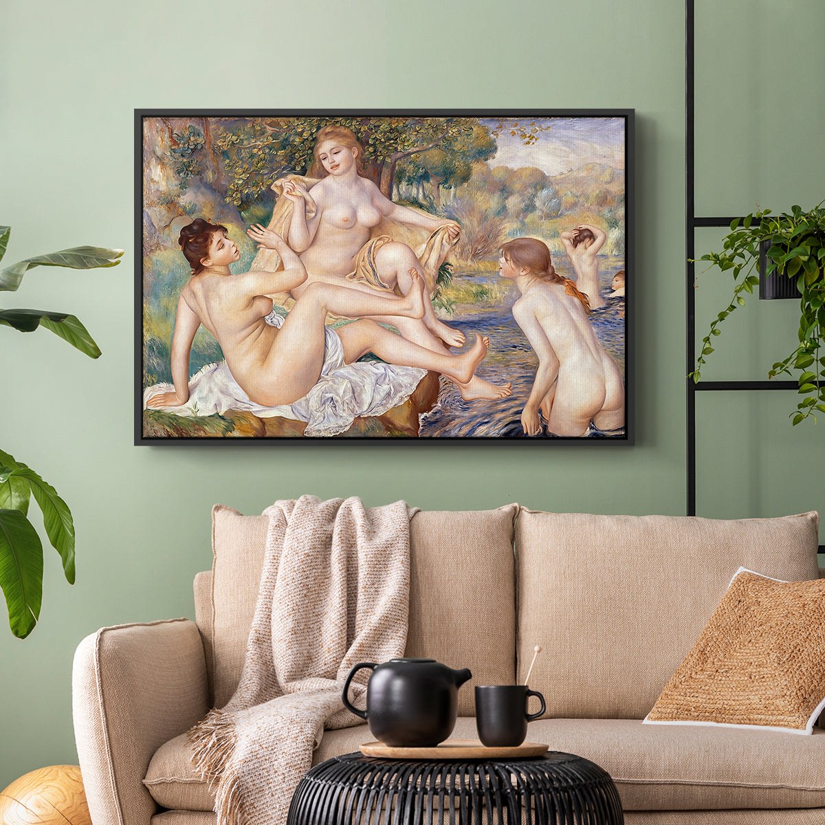 The Large Bathers, 1884-1887 - Floater Framed Canvas Print
