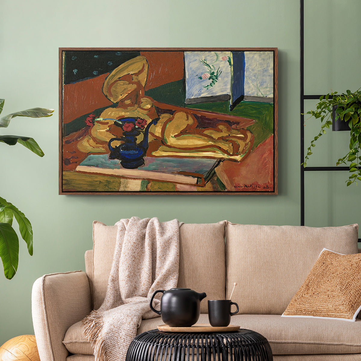 Sculpture and Persian Vase (The Bronze Figure), 1908 - Floater Framed Canvas Print