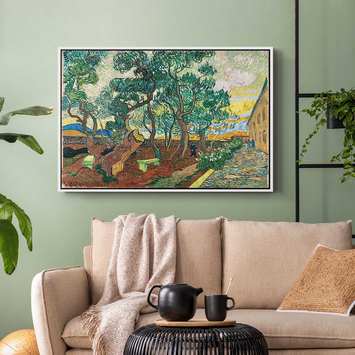 The Garden of Saint-Paul Hospital, 1889 - Floater Framed Canvas Print