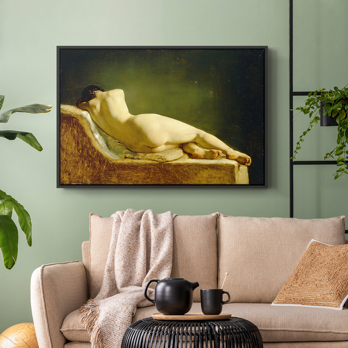 Reclining Nude (Liggende model), 1833 - Floater Framed Canvas Print