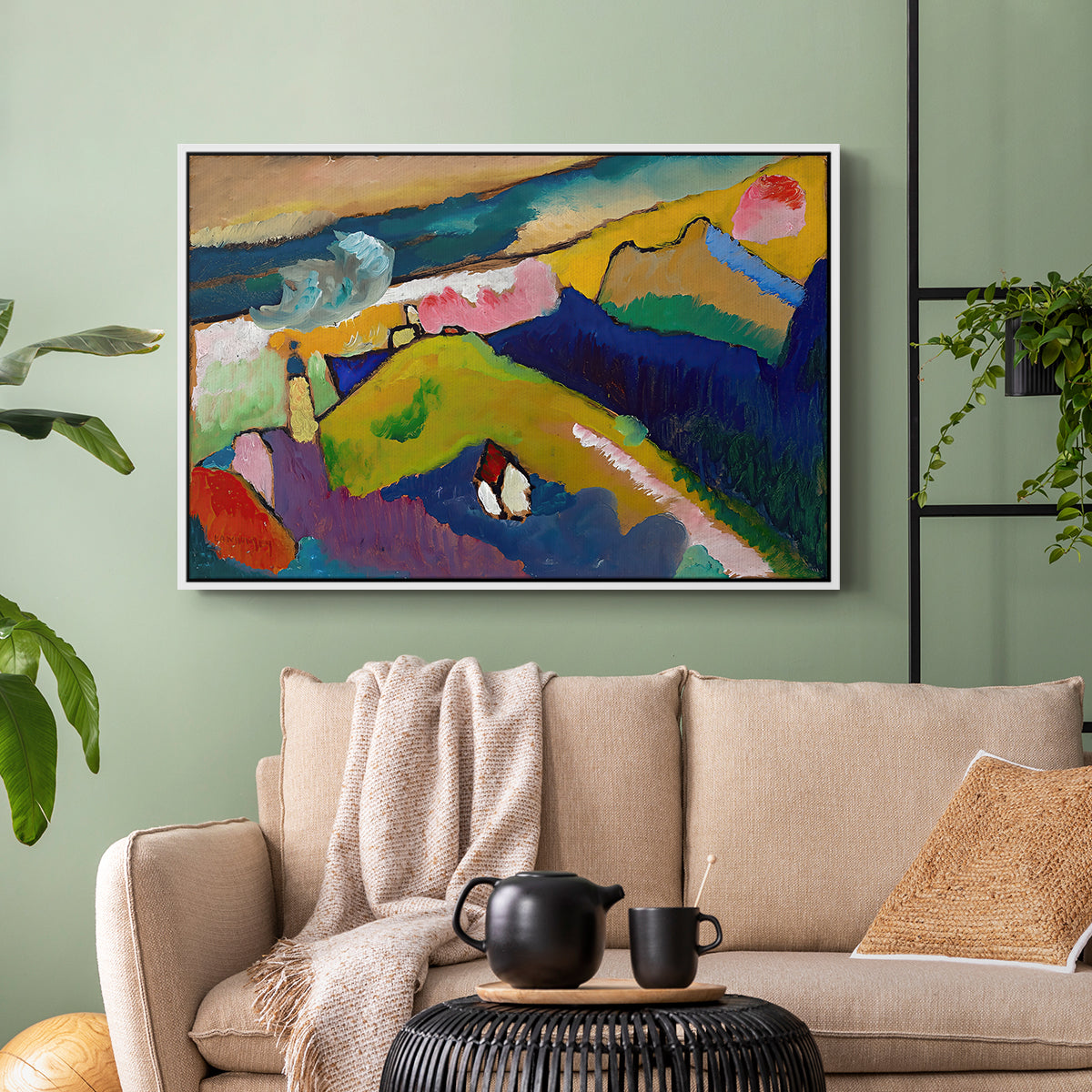 Murnau Mountain Landscape with Church, 1910 - Floater Framed Canvas Print