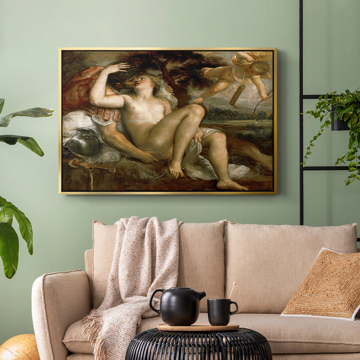 Mars, Venus and Cupid, c. 1530 - Floater Framed Canvas Print