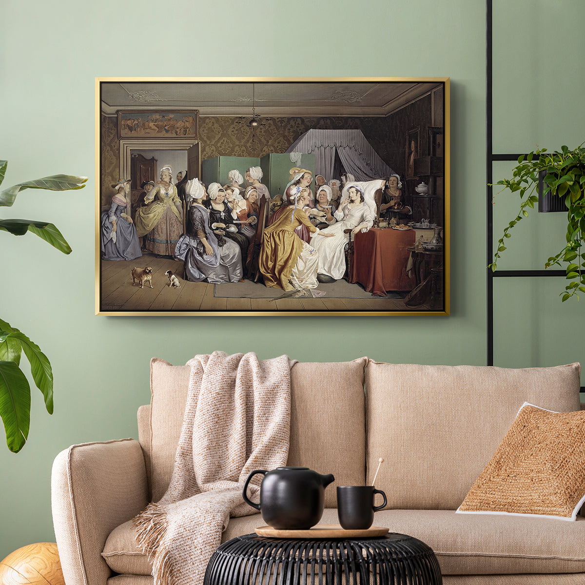The Maternity Room (Scene from "Barselstuen"), 1845 - Floater Framed Canvas Print