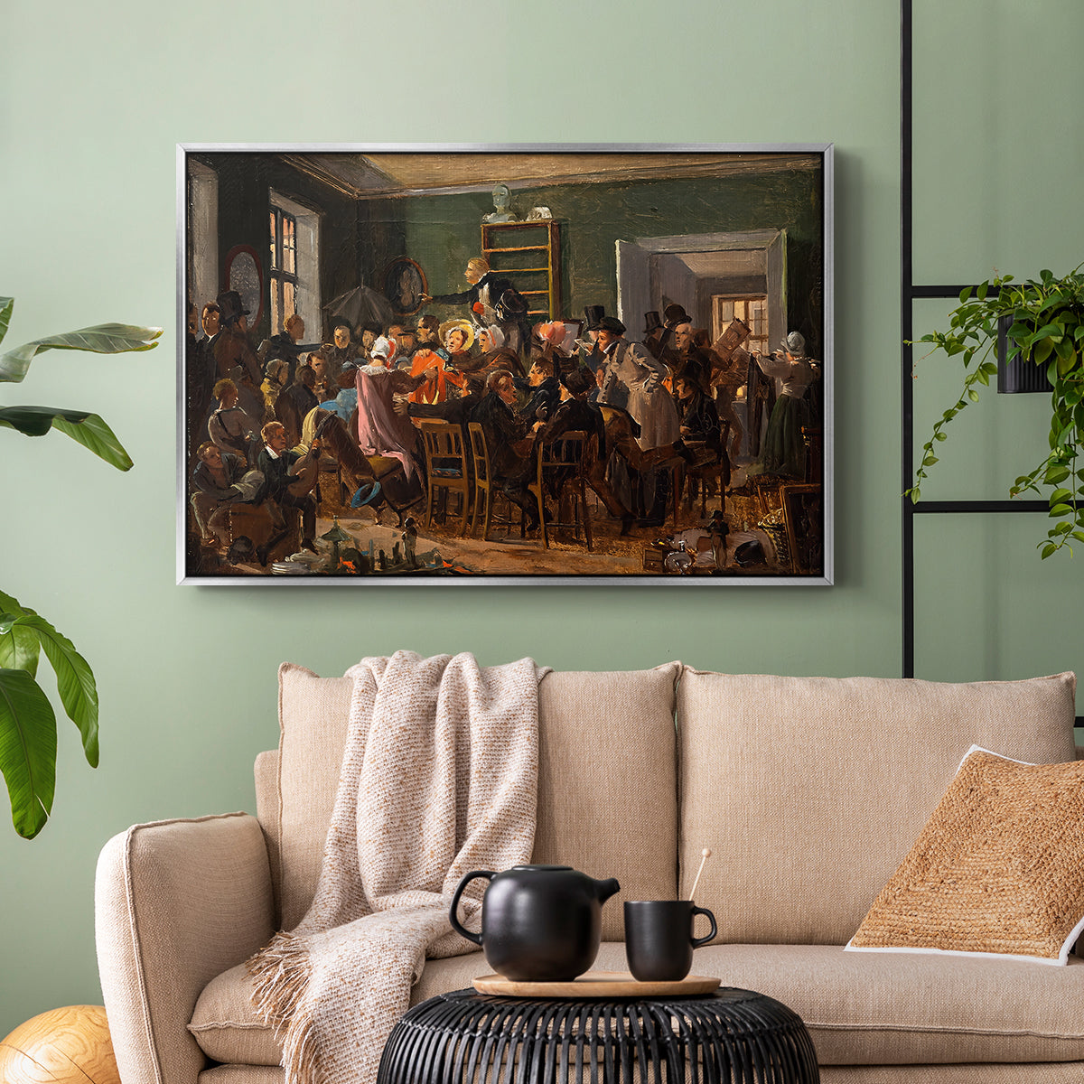 An Auction Scene, 1835 - Floater Framed Canvas Print