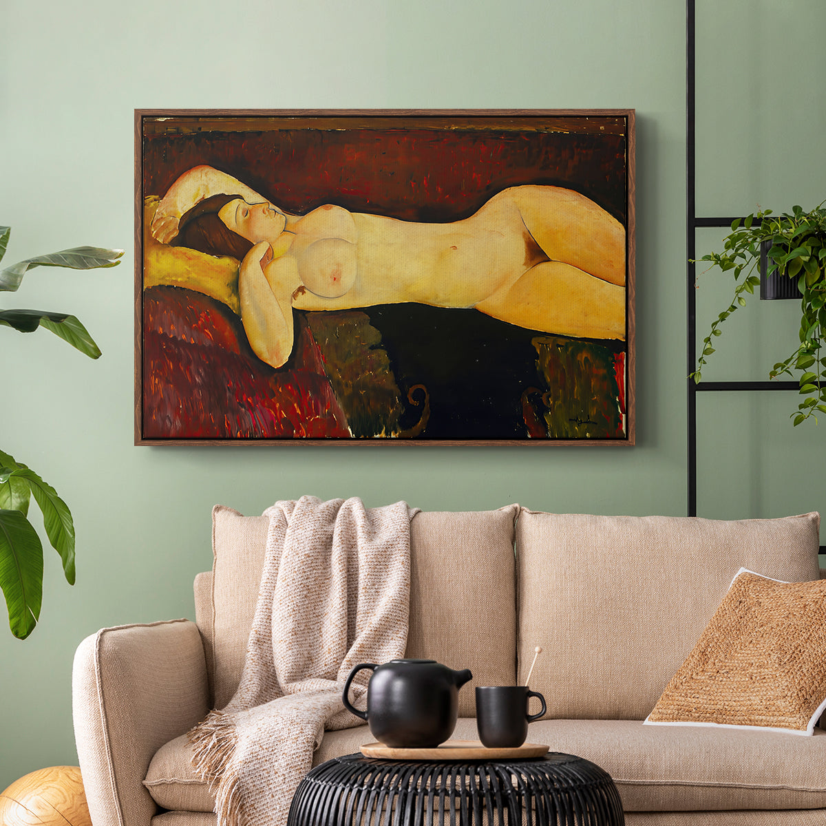 Reclining Nude (Nu couché), 1919 - Floater Framed Canvas Print