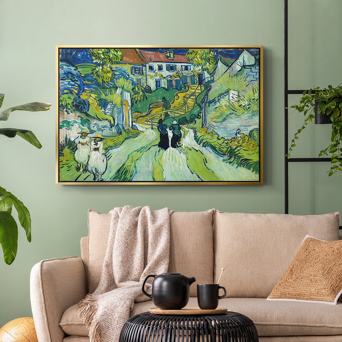 Stairway at Auvers, 1890 - Floater Framed Canvas Print