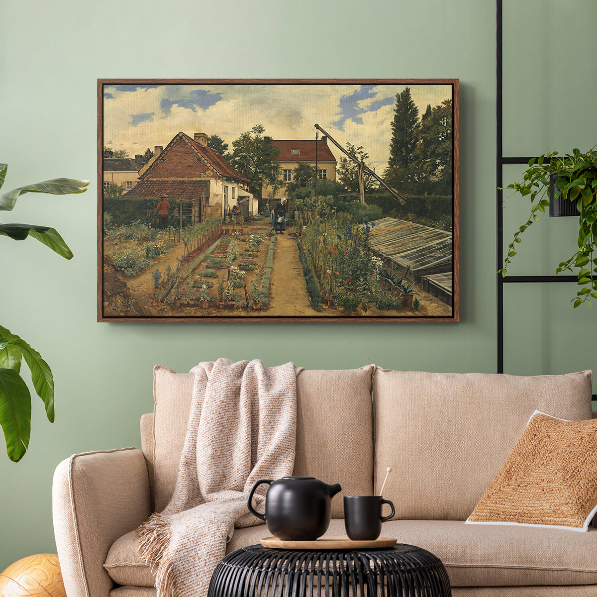 Garden of a Florist (The Flower Garden), 1864 - Floater Framed Canvas Print