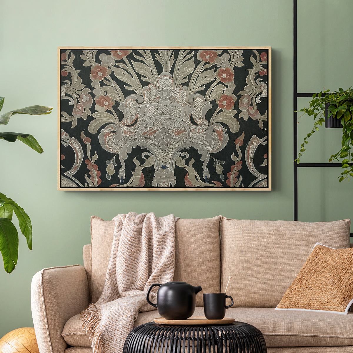 Hanging (Printed Textile), c. 18th Century - Floater Framed Canvas Print