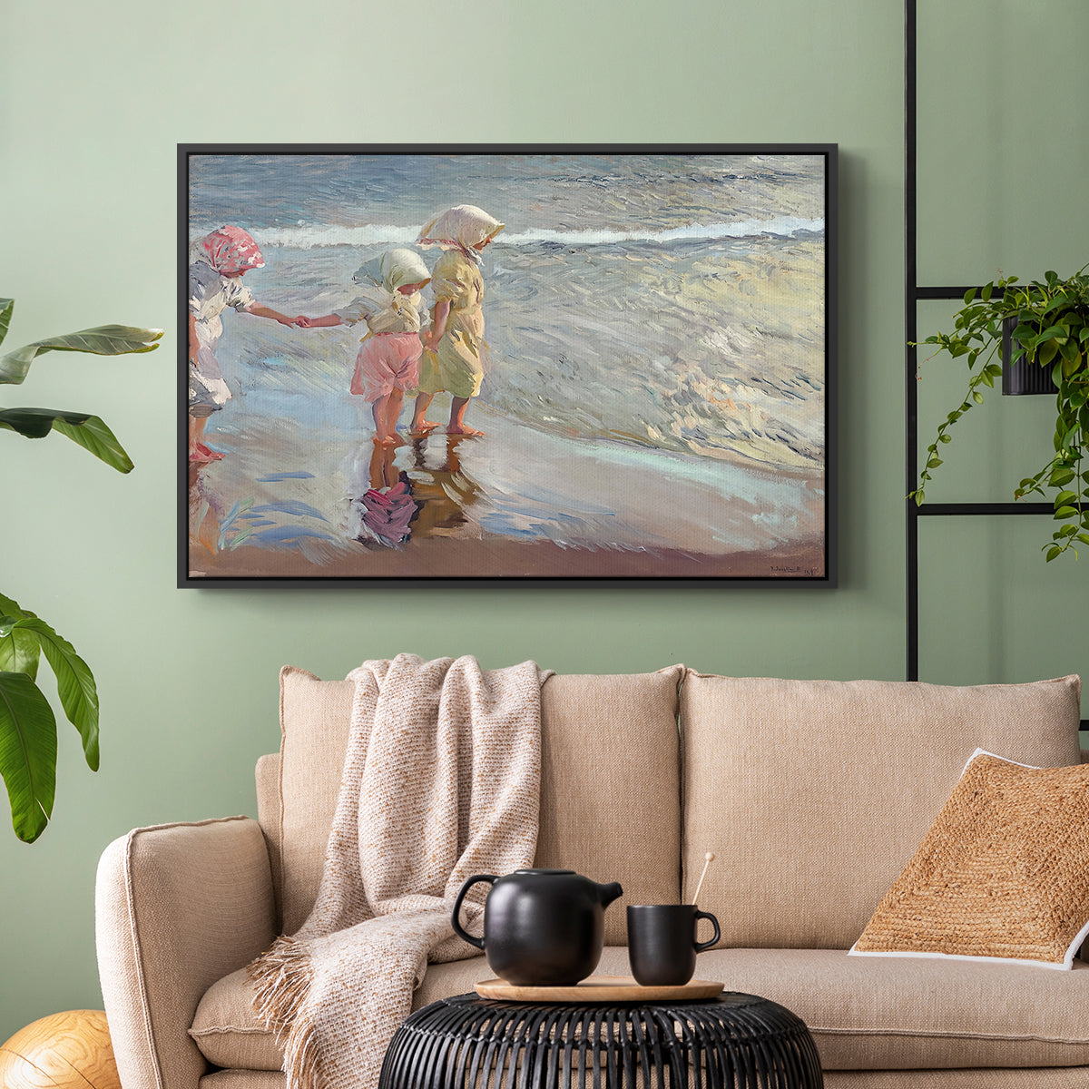 The Three Sisters on the Beach, 1908 - Floater Framed Canvas Print