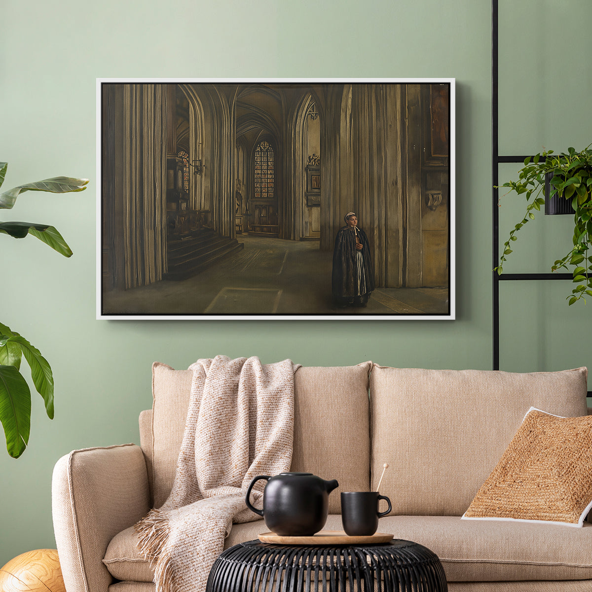 Interior of a Church, 1871 - Floater Framed Canvas Print