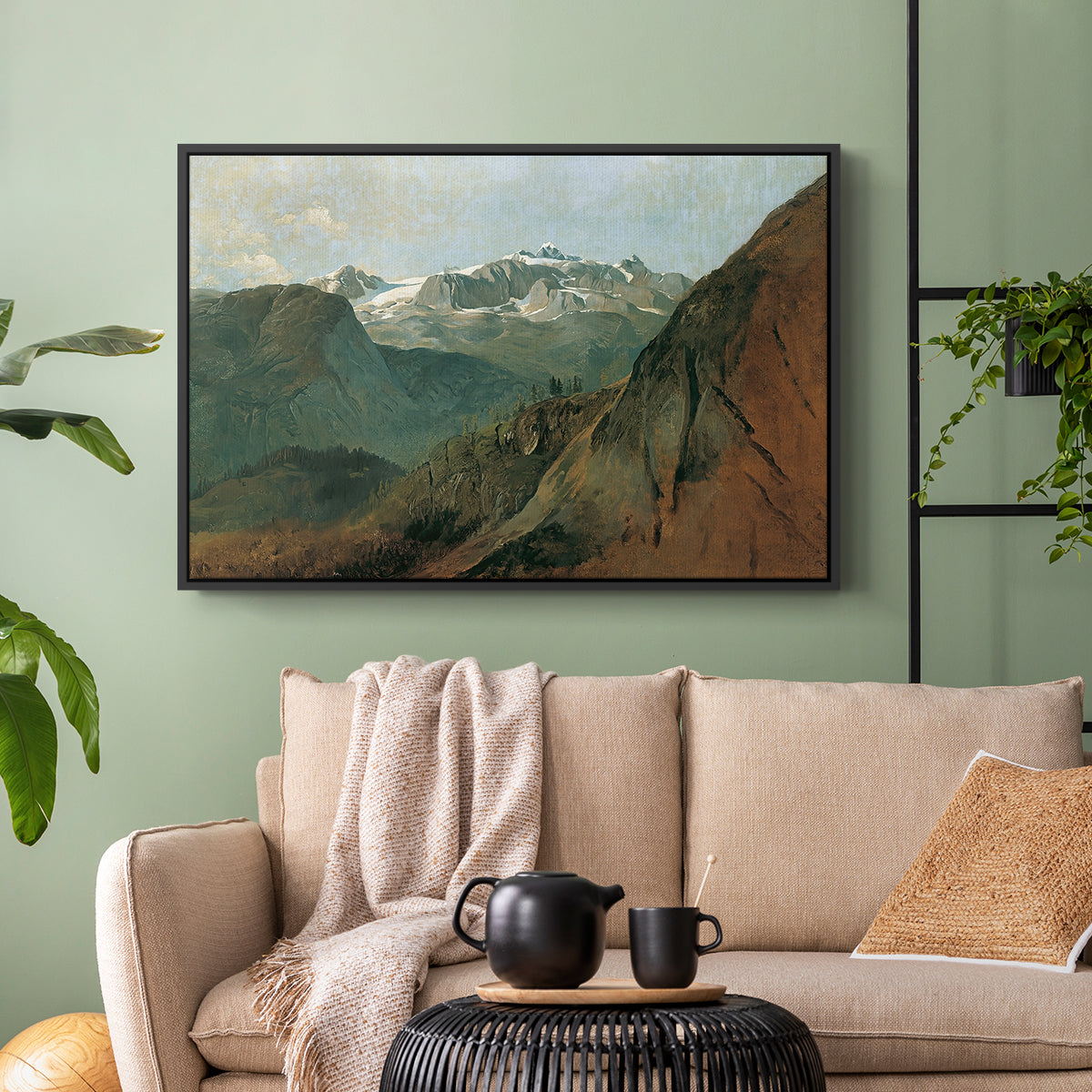 The Dachstein from the Plassen near Hallstatt, 1827 - Floater Framed Canvas Print