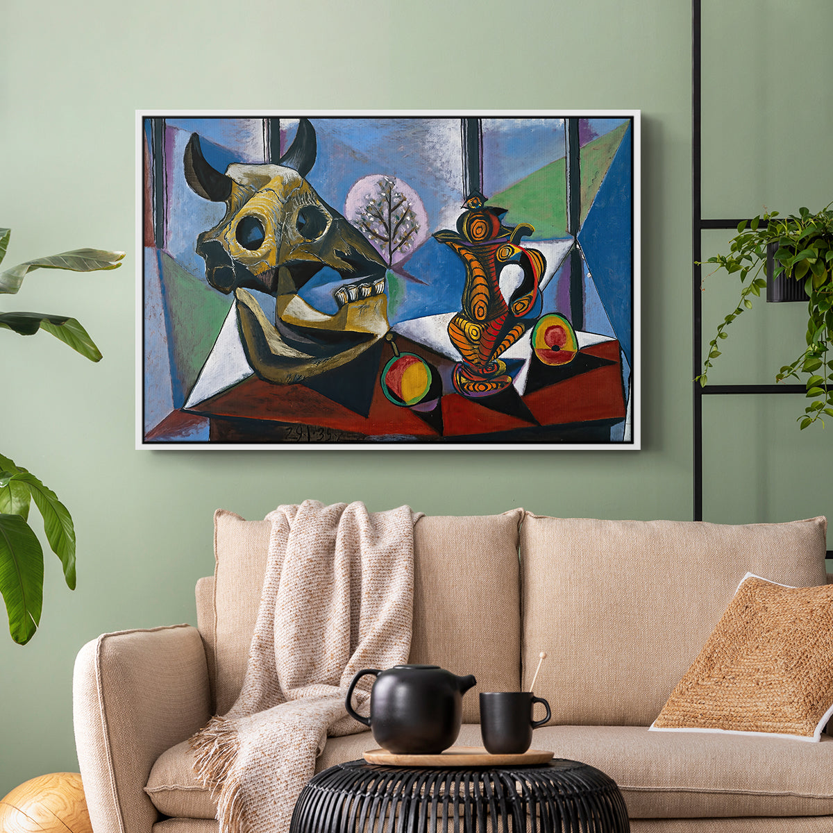 Still Life with Bull's Skull, 1939 - Floater Framed Canvas Print