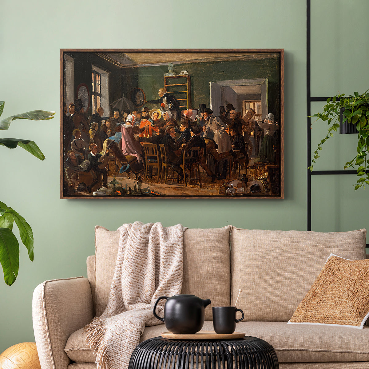 An Auction Scene, 1835 - Floater Framed Canvas Print