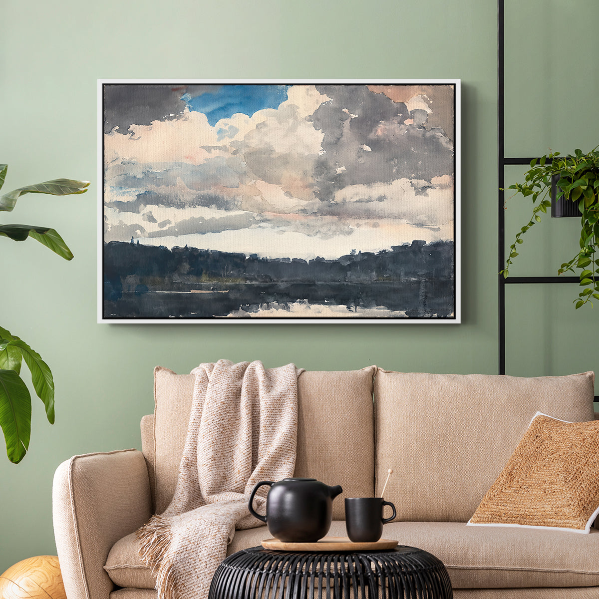 The Lone Boat, North Woods Club, Adirondacks, 1892 - Floater Framed Canvas Print