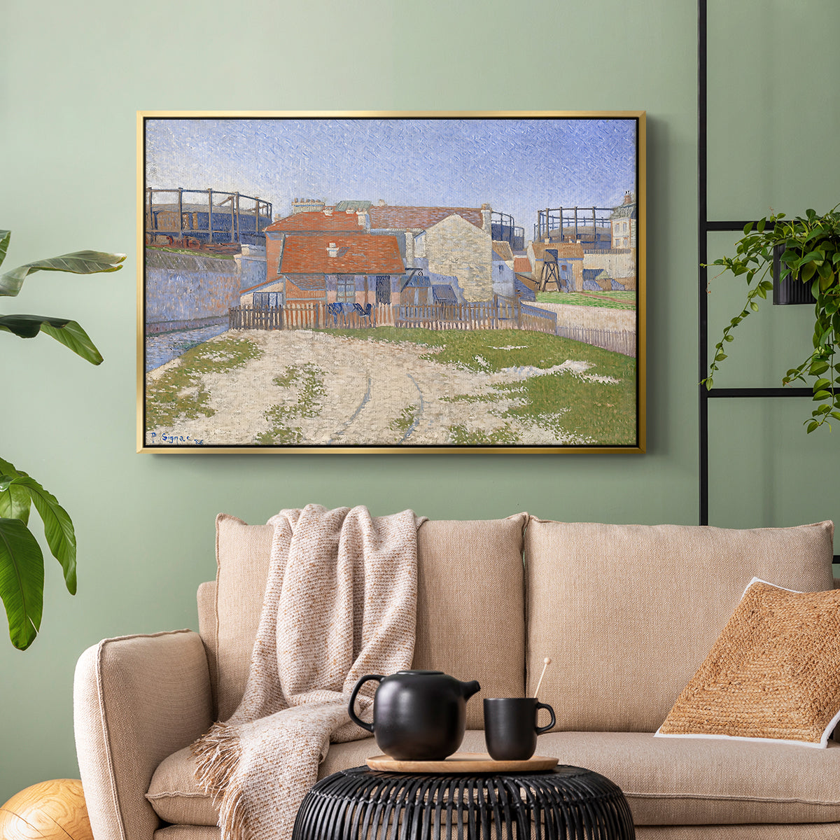 Gasometers at Clichy, 1886 - Floater Framed Canvas Print