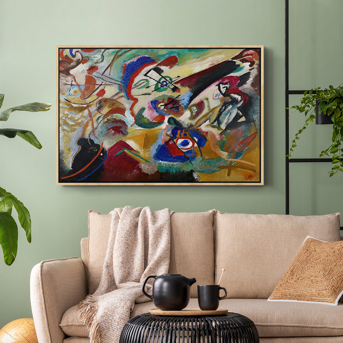 Fragment 2 for Composition VII, 1913 - Floater Framed Canvas Print