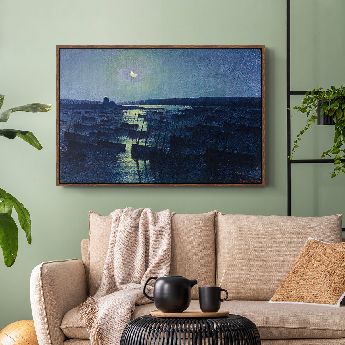 Camaret, Moonlight and Fishing Boats, 1894 - Floater Framed Canvas Print