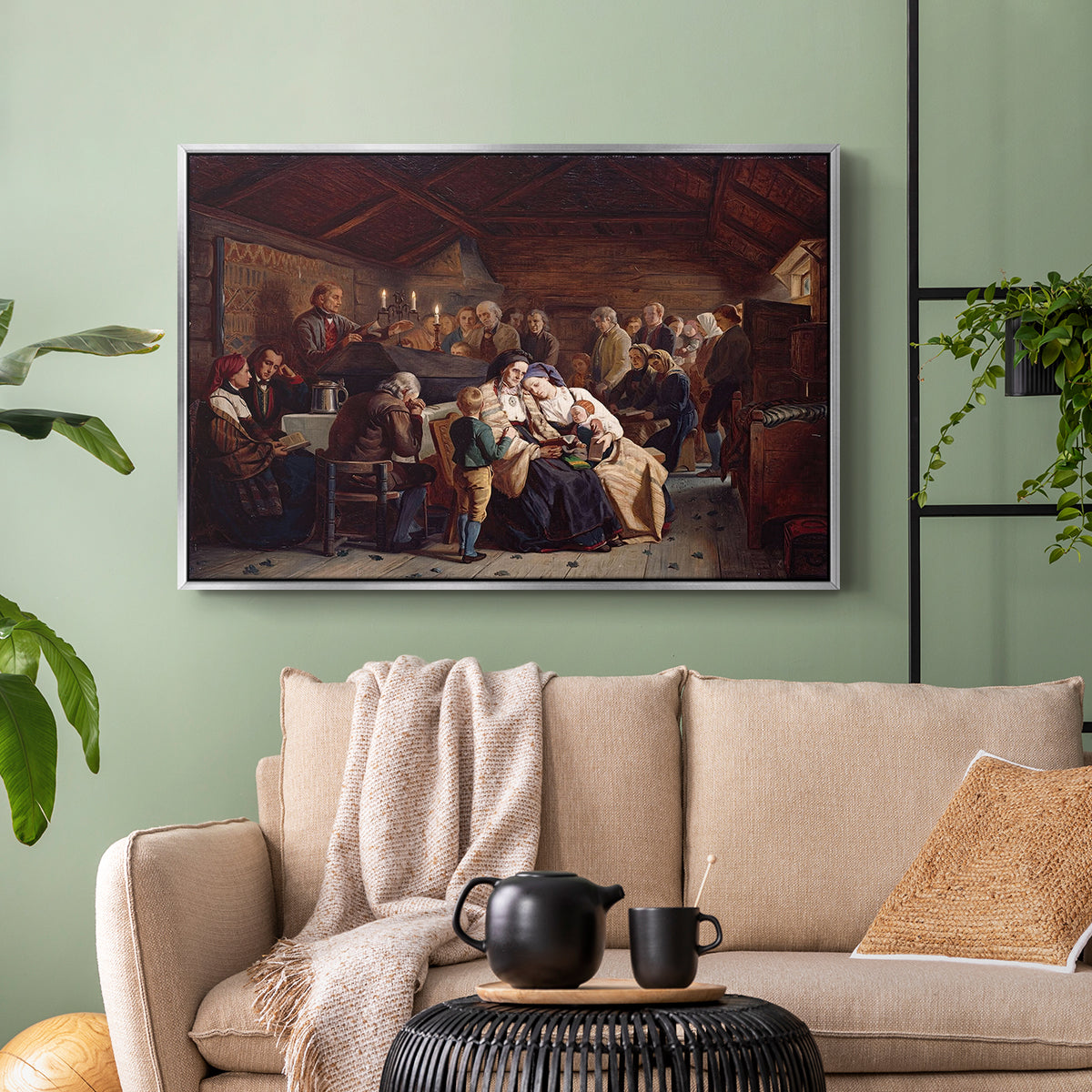 Funeral Feast, 1854 - Floater Framed Canvas Print