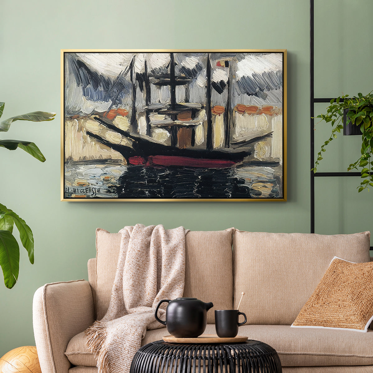 Two Boats Side by Side, Port of Marseilles, c. 1916 - Floater Framed Canvas Print
