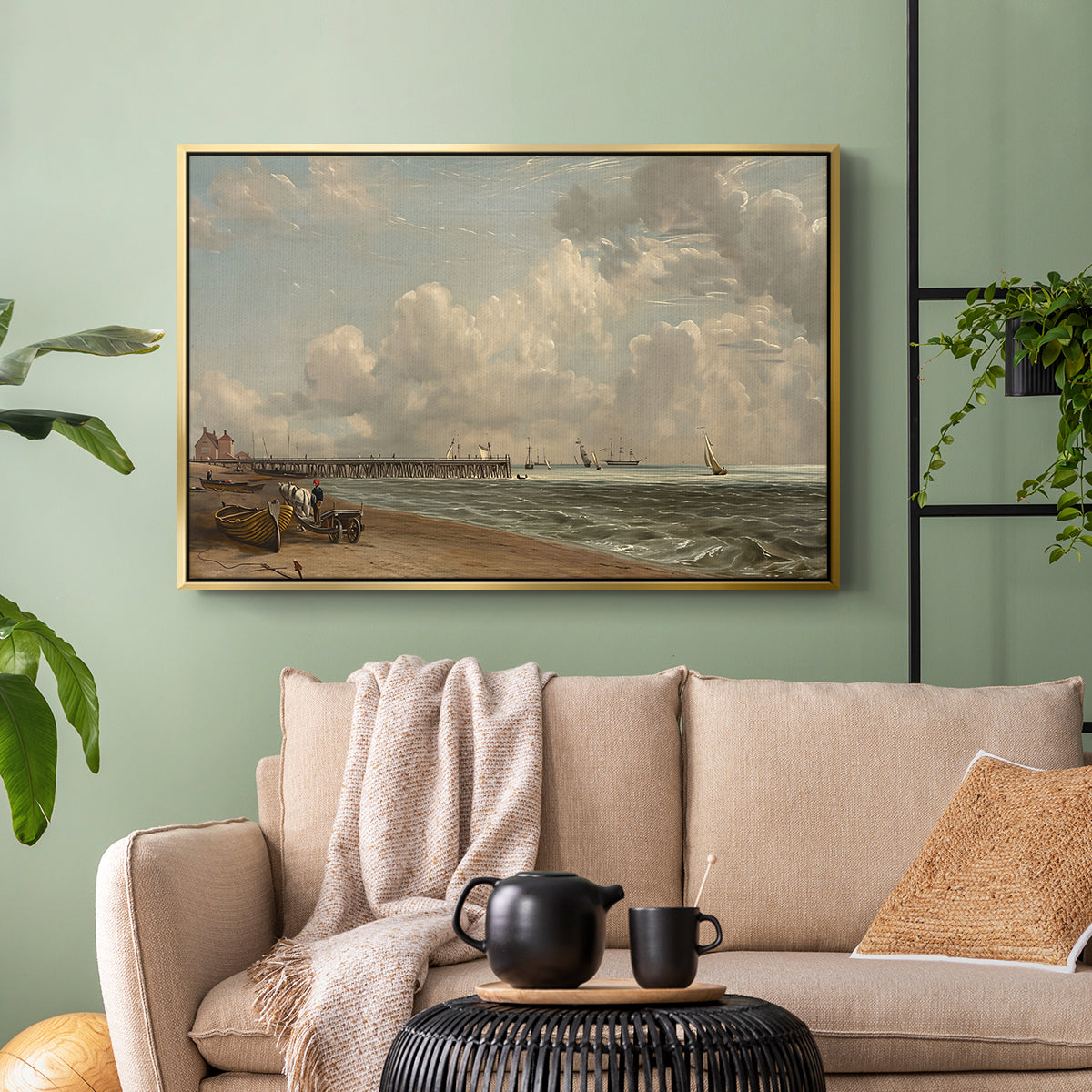 Yarmouth Jetty, 1822 - Floater Framed Canvas Print