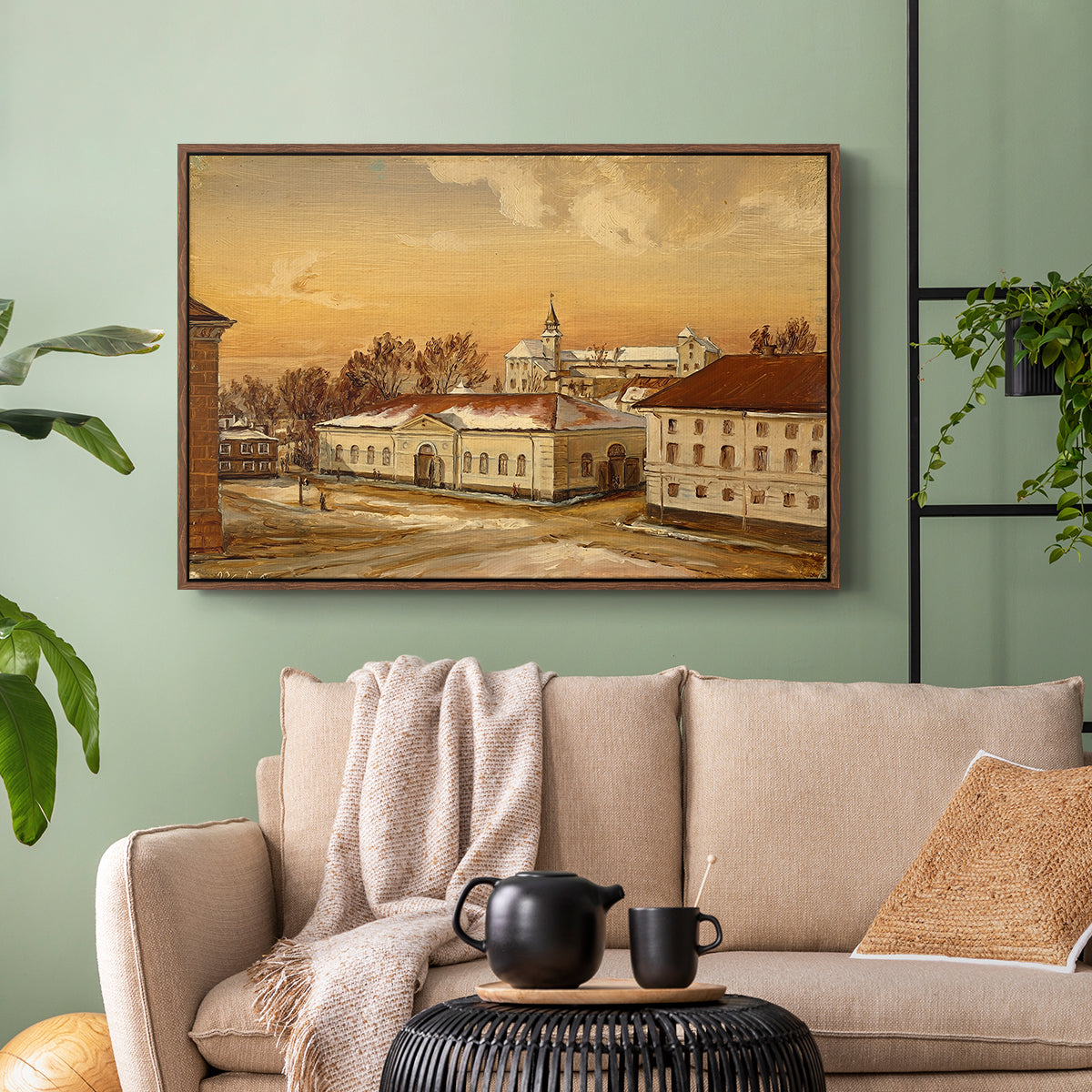The Riding School at Akershus Castle, 1846 - Floater Framed Canvas Print