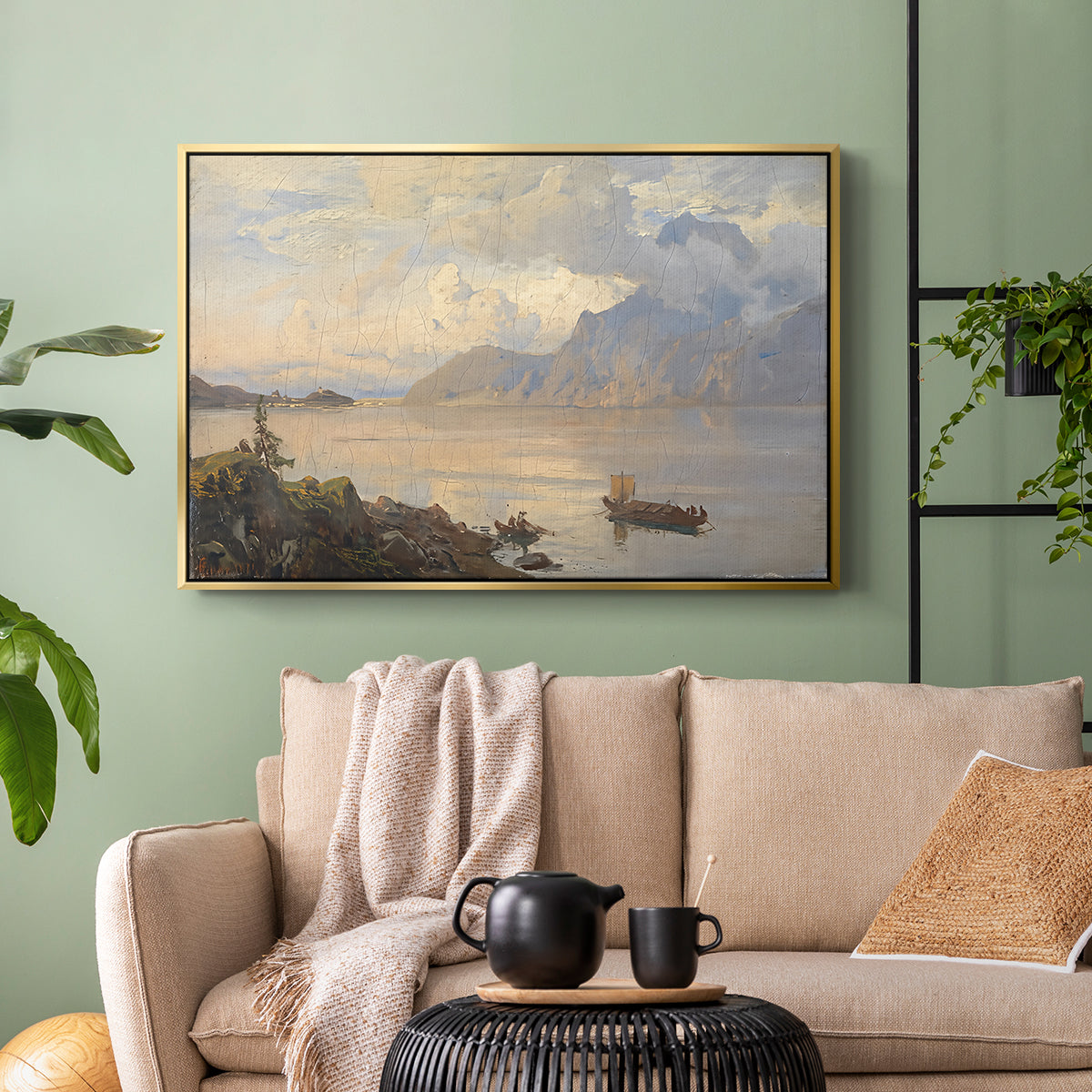 Traunsee, 1871 - Floater Framed Canvas Print