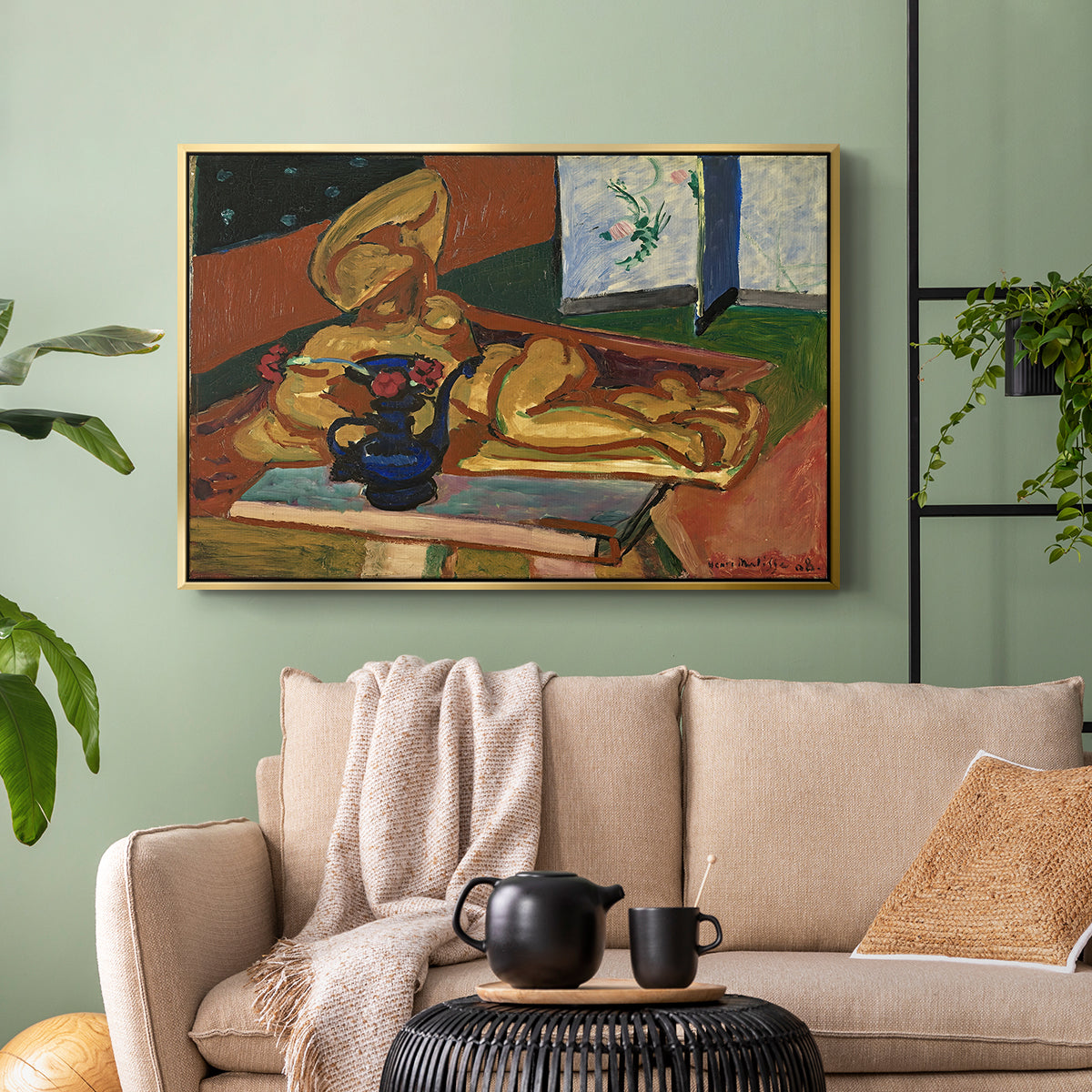 Sculpture and Persian Vase (The Bronze Figure), 1908 - Floater Framed Canvas Print