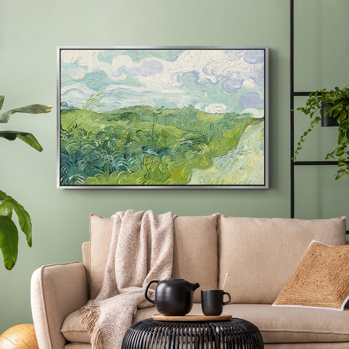 Green Wheat Field, Auvers, 1890 - Floater Framed Canvas Print