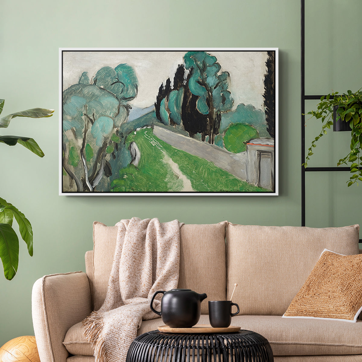 Landscape with Cypresses and Olive Trees near Nice, c. 1918 - Floater Framed Canvas Print